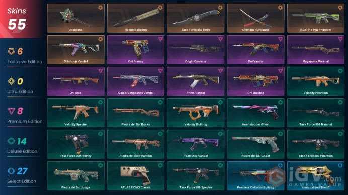 [NA] - SKINS 55 - KNIFE 4 - Onimaru Kunitsuna - Recon Balisong - RGX 11z Pro Phantom - FULL ACCESS - INSTANT DELIVERY
