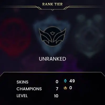 #451 [NO EMAIL ACCESS] - NA - 7 CHAMPIONS - 0 SKINS - 49 BLUE ESSENCE - LAST PLAY MAY 2018 - SAFE 100% - WARRANTY