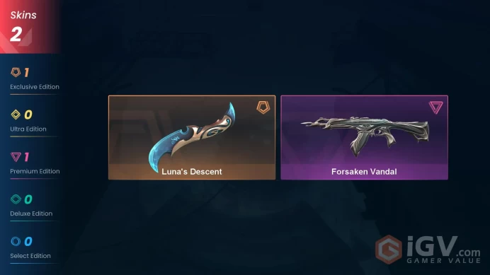 [EU] - SKINS 2 - KNIFE 1 - Luna's Descent - Forsaken Vandal - FULL ACCESS - INSTANT DELIVERY