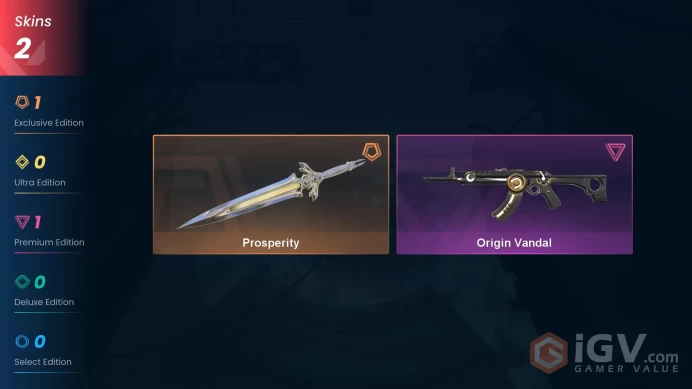 [EU\TURKEY] - SKINS 2 - KNIFE 1 - Prosperity - Origin Vandal - FULL ACCESS - INSTANT DELIVERY