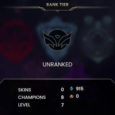 #548 [NO EMAIL ACCESS] - NA - 8 CHAMPIONS - 0 SKINS - 915 BLUE ESSENCE - LAST PLAY SEPTEMBER 2018 - SAFE 100% - WARRANTY