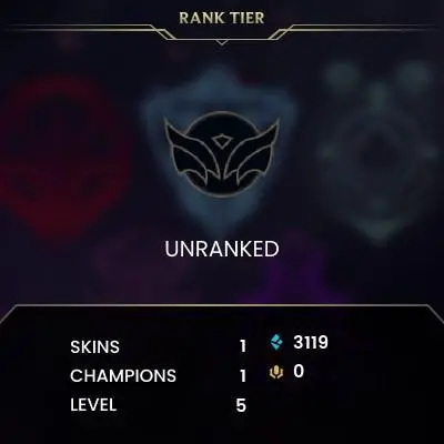 #672 [NO EMAIL ACCESS] - NA - 1 CHAMPIONS - 1 SKINS - 3119 BLUE ESSENCE - LAST PLAY MAY 2017 - SAFE 100% - WARRANTY