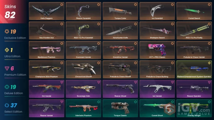 EU/TUR 63715 VP Champions 2024 Phantom Helix Daggers Kuronami Vandal Mystbloom Phantom Xenohunter Knife Reaver Karambit Overdrive Vandal Ion Kar