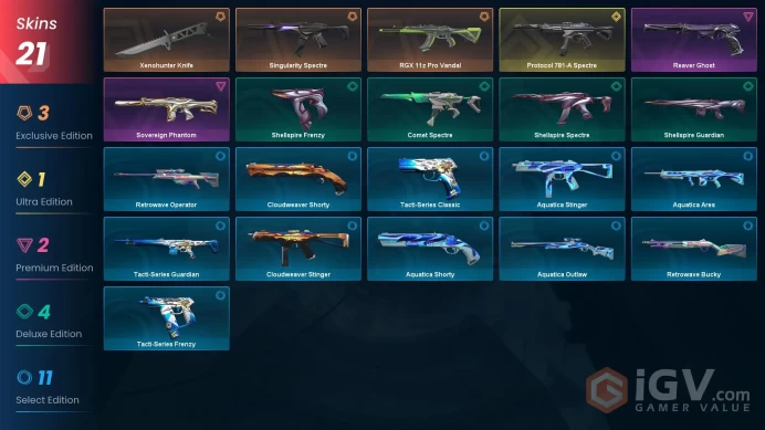 EU - LVL 38 - Unranked - 1 KNIFE - 21 SKINS(~13,925 VP) Protocol 781-A Spectre, Singularity Spectre, RGX 11z Pro Vandal, Xenohunter Knife, Sove