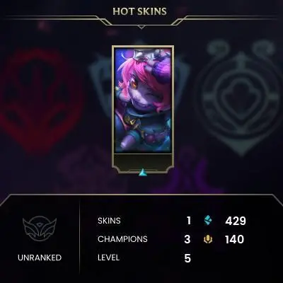 #967 [NO EMAIL ACCESS] - LAS - 3 CHAMPIONS - 1 SKINS - 429 BLUE ESSENCE - LAST PLAY FEBRUARY 2015 - SAFE 100% - WARRANTY