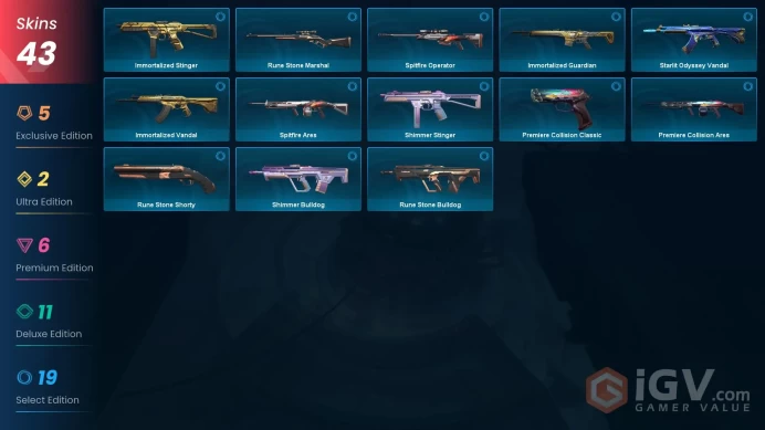 EU - LVL 58 - Unranked - 3 KNIVES - 43 SKINS(~31,425 VP) Elderflame Vandal, Champions 2022 Phantom, Obsidiana, Reaver Karambit, Champions 2022 