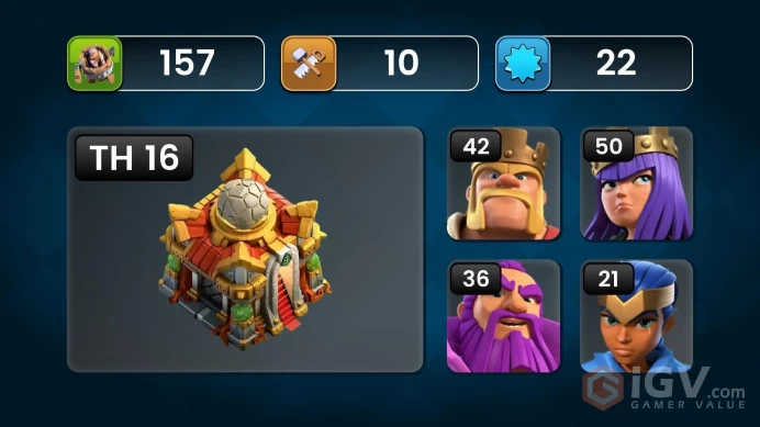 M25◆Full Lab,Siege Unlock For Donate◆Hero【41,50,40,36,21】Electro Bot-23, Others Equipment Maxed◆BH 10◆Instant Delivery
