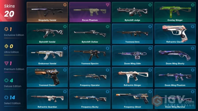 EU | 38 LVL | 8 Ag | 0 VP | 20 skins | Singularity Vandal | Recon Phantom | Byteshift Judge | Byteshift Outlaw | Overlay Stinger | V0045