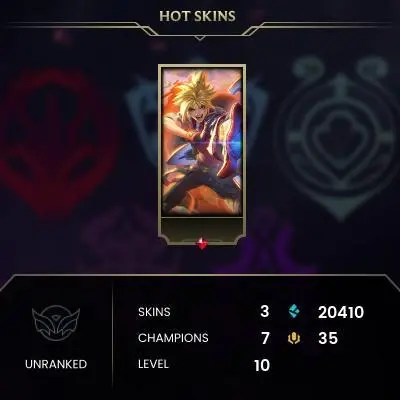 #1129 [NO EMAIL ACCESS] - EUW - 7 CHAMPIONS - 3 SKINS - 20410 BLUE ESSENCE - LAST PLAY JANUARY 2022 - SAFE 100% - WARRANTY
