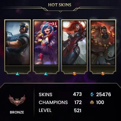 EUNE | 473 SKIN | 25K BE | 521 LVL | GOLD 4 | MAIL CHANGEABLE LEAGUE OF LEGENDS ACCOUNT