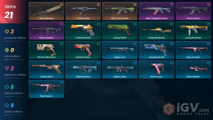 21 Skin // EU-TR // RGX Vandal + Cyrax Vandal + Reaver Vandal + Gaia's Vandal + Reaver Phantom + Recon Balisong // FULL Access // Bronze 2
