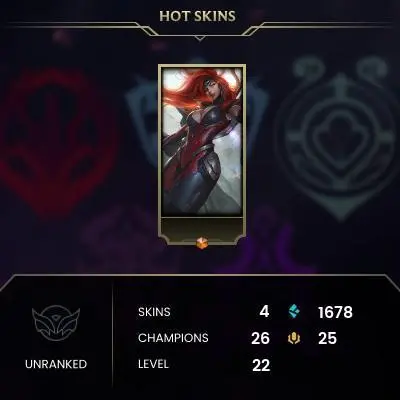#1275 [NO EMAIL ACCESS] - EUNE - 26 CHAMPIONS - 4 SKINS - 1678 BLUE ESSENCE - LAST PLAY DECEMBER 2022 - SAFE 100% - WARRANTY