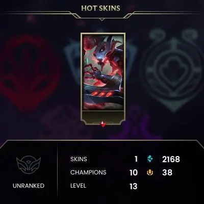 #1305 [NO EMAIL ACCESS] - EUNE - 10 CHAMPIONS - 1 SKINS - 2168 BLUE ESSENCE - LAST PLAY DECEMBER 2023 - SAFE 100% - WARRANTY