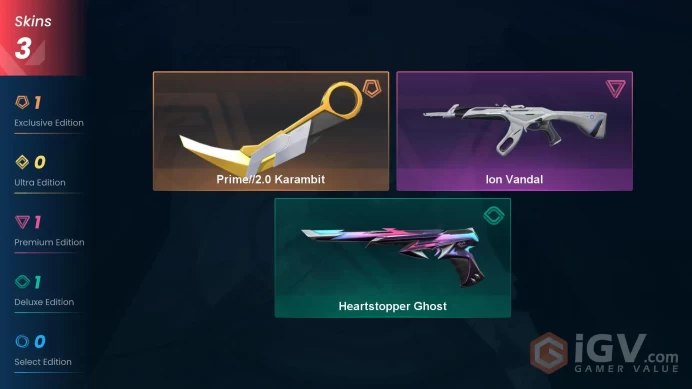 EU | 3 skins | Prime//2.0 Karambit | Ion Vandal | Heartstopper Ghost | A7801