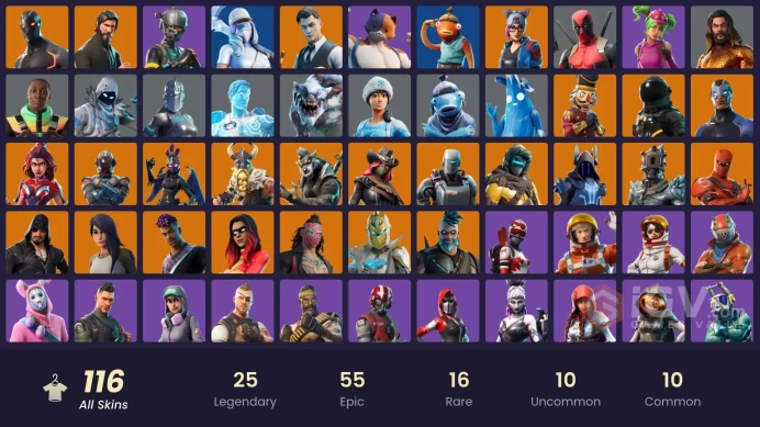 [PC] 116 skins | The Reaper | Leviathan Axe |  Elite Agent | Gold Brutus | Gold Midas | Lynx | Blackheart | The Visitor | Carbide | 350 VB