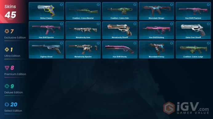 EU / 45 skins .5 KNIVES Prelude to Chaos Vandal / Elderflame Operator / Oni Phantommssh1583