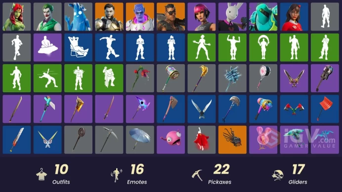 14061[PC/PSN/XBOX]Midas Rex|Joey|Kymera|Polar Peely|Poison Ivy|The Joker|Sunny|Guggimon|Zyg|Krisabelle|Lunar Hyperjet