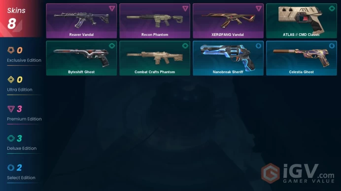 8 Skin // EU-TR // Reaver Vandal + Xerofang Vandal + Recon Phantom // FULL Access // Valorant Best Skins