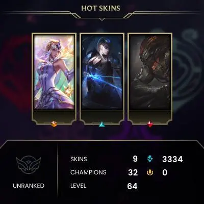 #1968 [EMAIL CHANGEABLE FULL ACCESS] - TR - 32 CHAMPIONS - 9 SKINS - 3334 BLUE ESSENCE - 10 NORMAL GAMES NOT PLAYED - SAFE 100%
