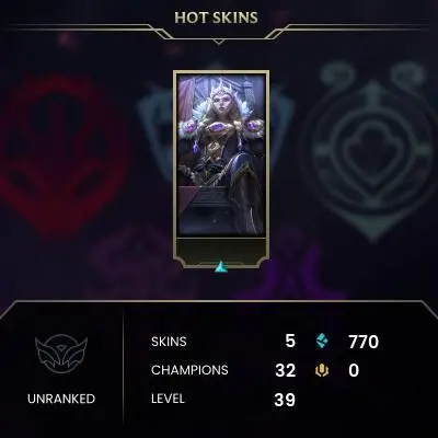 #1976 [EMAIL CHANGEABLE FULL ACCESS] - TR - 32 CHAMPIONS - 5 SKINS - 770 BLUE ESSENCE - 10 NORMAL GAMES NOT PLAYED - SAFE 100%