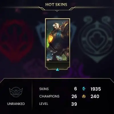 #1977 [EMAIL CHANGEABLE FULL ACCESS] - TR - 26 CHAMPIONS - 6 SKINS - 1935 BLUE ESSENCE - 10 NORMAL GAMES NOT PLAYED - SAFE 100%