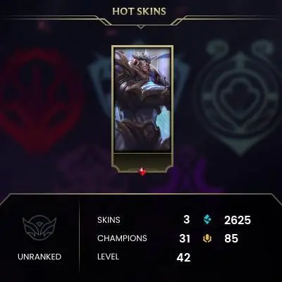 #2058 [EMAIL CHANGEABLE FULL ACCESS] - EUW - 31 CHAMPIONS - 3 SKINS - 2625 BLUE ESSENCE - 10 NORMAL GAMES NOT PLAYED - SAFE 100%
