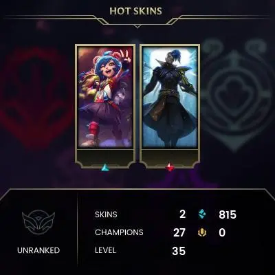 #2122 [EMAIL CHANGEABLE FULL ACCESS] - EUW - 27 CHAMPIONS - 2 SKINS - 815 BLUE ESSENCE - 10 NORMAL GAMES NOT PLAYED - SAFE 100%