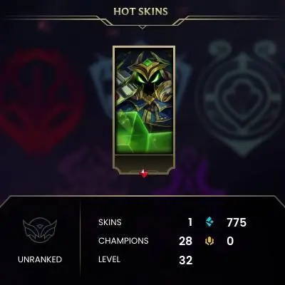 #2250 [EMAIL CHANGEABLE FULL ACCESS] - EUW - 28 CHAMPIONS - 1 SKINS - 775 BLUE ESSENCE - 10 NORMAL GAMES NOT PLAYED - SAFE 100%