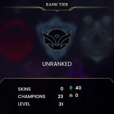 #2340 [EMAIL CHANGEABLE FULL ACCESS] - EUW - 23 CHAMPIONS - 0 SKINS - 40 BLUE ESSENCE - 10 NORMAL GAMES NOT PLAYED - SAFE 100%