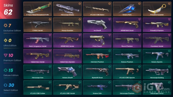 [EU] - SKINS 62 - KNIFE 5 - CYRAX Vandal - 5 Years // Beta Remastered Knife - Prime//2.0 Karambit - FULL ACCESS - INSTANT DELIVERY
