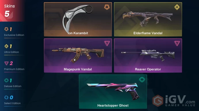 [LA] - SKINS 5 - KNIFE 1 - Elderflame Vandal - Ion Karambit - Reaver Operator - FULL ACCESS - INSTANT DELIVERY