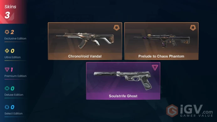 [LA] - SKINS 3 - ChronoVoid Vandal - Prelude to Chaos Phantom - Soulstrife Ghost - FULL ACCESS - INSTANT DELIVERY