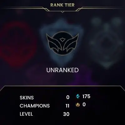 #2530 [EMAIL CHANGEABLE FULL ACCESS] - EUW - 11 CHAMPIONS - 0 SKINS - 175 BLUE ESSENCE - 10 NORMAL GAMES NOT PLAYED - SAFE 100%