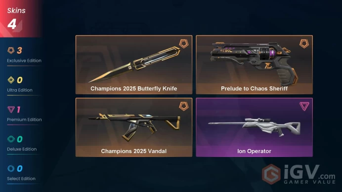 [EU] CHAMPION 2025 SET+ION OPERATOR+CHAOS SHERIFF// LIFE-TIME GUARANTEE// UNRANKED ACCOUNT // Full Access-Change Email - Valorant Account