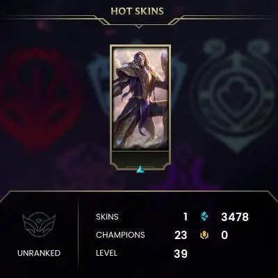 #2605 [EMAIL CHANGEABLE FULL ACCESS] - EUNE - 23 CHAMPIONS - 1 SKINS - 3478 BLUE ESSENCE - 10 NORMAL GAMES NOT PLAYED - SAFE 100%