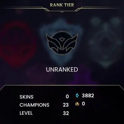 #2621 [EMAIL CHANGEABLE FULL ACCESS] - EUNE - 23 CHAMPIONS - 0 SKINS - 3882 BLUE ESSENCE - 10 NORMAL GAMES NOT PLAYED - SAFE 100%