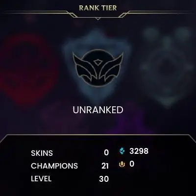 #2643 [EMAIL CHANGEABLE FULL ACCESS] - EUNE - 21 CHAMPIONS - 0 SKINS - 3298 BLUE ESSENCE - 10 NORMAL GAMES NOT PLAYED - SAFE 100%