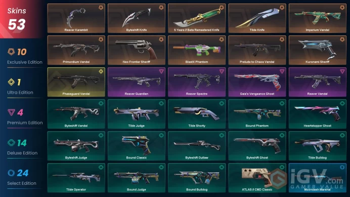 EU | 53 skins | Last Rank Diamond 1 | Reaver Karambit | Phaseguard Vandal | Byteshift Knife | Neo Frontier Sheriff | Kuronami Sheriff | M9753