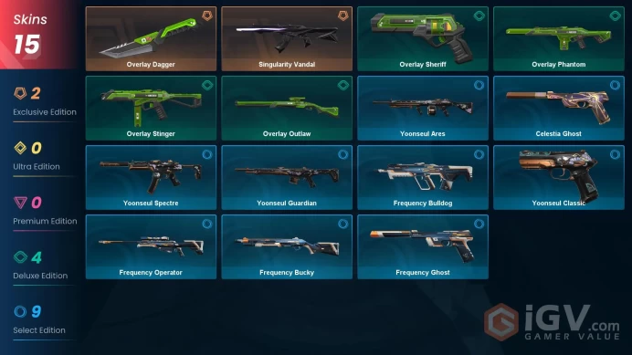 15 Skin // EU-TR // Singularity Vandal + Knife // FULL Access // Valorant Best Skins
