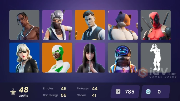 [PC/PSN/XBOX] 48 skins | Travis Scott | Astro Jack | Rogue Spider Knight | Gold Midas | Verve| Sing Along | Gwenpool | Emma Frost | 0 VB