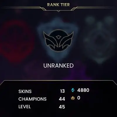 [EUW] | 5K BE  |Platinum IV last season |  Champion 44+   | Full Access | Instant Delivery | Unverified Email |Y16
