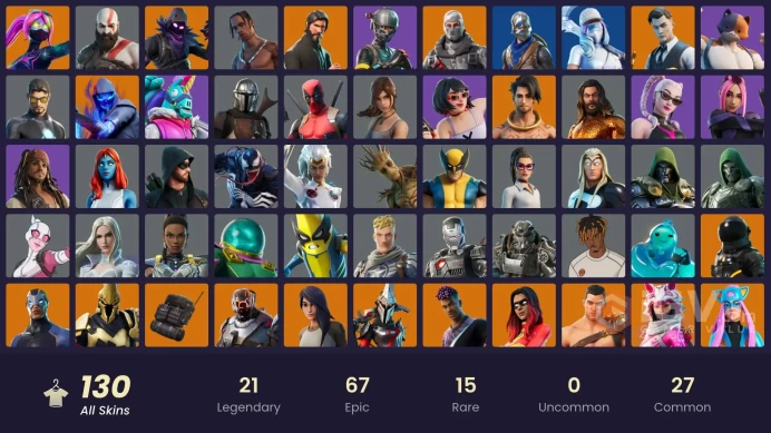 [PC] 130 skins | Travis Scott | The Reaper | Leviathan Axe | Blue Squire | Royale Knight | Elite Agent | Gold Brutus | Gold Midas | 0 VB