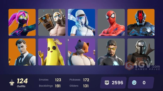 [PC/PSN/XBOX] 124 skins | Psycho Bandit | Gold Brutus | Gold Midas | Heron Stance Hero | Sultura | Laugh It Up| Tart Tycoon | Reaper Axe | 0 VB