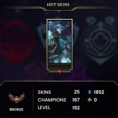 EUW -(S16) BRONZE 4 - 167 Champ - 25 Good Skins(1 Mythic, 3 Legendary, 7 Epic) - 1.8K BE - S14 ACC - FULL ACCES - CHEAP