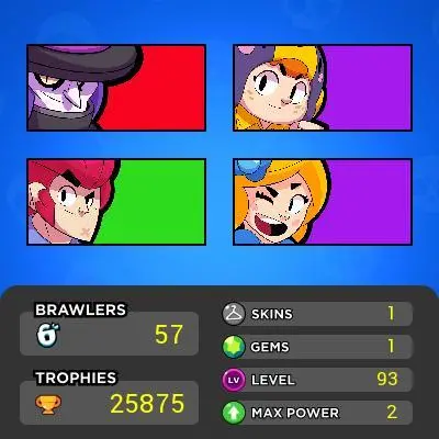 ■Brawlers:57 ■LVL:93 ■Legends:7 ■LVL11:2 ■LVL10:2 ■HT:25K ■Full Access ■Instant Delivery ■A7187 