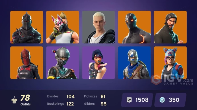 78 SKINS + BLACK KNIGHT + BUTCHER CLEAVER (1140 DAYS AGO) + THE REAPER + MAKO + TAKE THE L + AC/DC + FLOSS + FRESH + ELITE AGENT + MAKO 