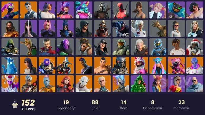 [PSN/XBOX/PC] 152 skins | Gold Meowscles | Gold Brutus | Master Chief (Matte Black) | Gold Midas | NBA 75 Swish | Tart Tycoon | Galaxia