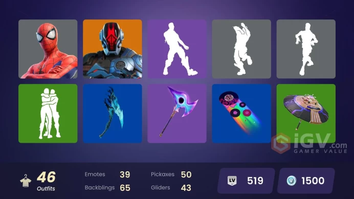 [PSN/XBOX/PC] 46 skins | Ronin | The Imagined | The Foundation | Spider-Man | Prowler | Polar Peely | Ruby Shadows | Lionel Messi