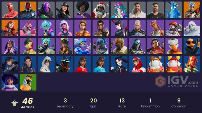 [PSN/XBOX/PC] 46 skins | Ronin | The Imagined | The Foundation | Spider-Man | Prowler | Polar Peely | Ruby Shadows | Lionel Messi