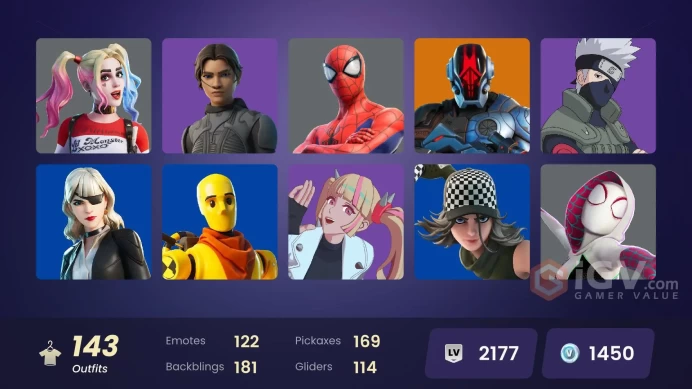 [PSN/XBOX/PC] 143 skins | Heron Stance Hero | Naruto Uzumaki | Dummy Supreme | Recon Champion | Midas Rex | The Cube Queen | Ronin | Joltara
